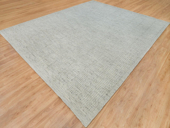 12'0" x 14'10" New Hand Woven Grey Wool Rectangle Oriental Rug - MOA10290120