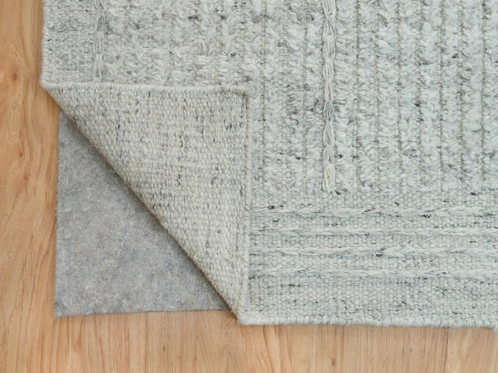 12'0" x 14'10" New Hand Woven Grey Wool Rectangle Oriental Rug - MOA10290120