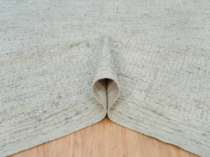 12'0" x 14'10" New Hand Woven Grey Wool Rectangle Oriental Rug - MOA10290120