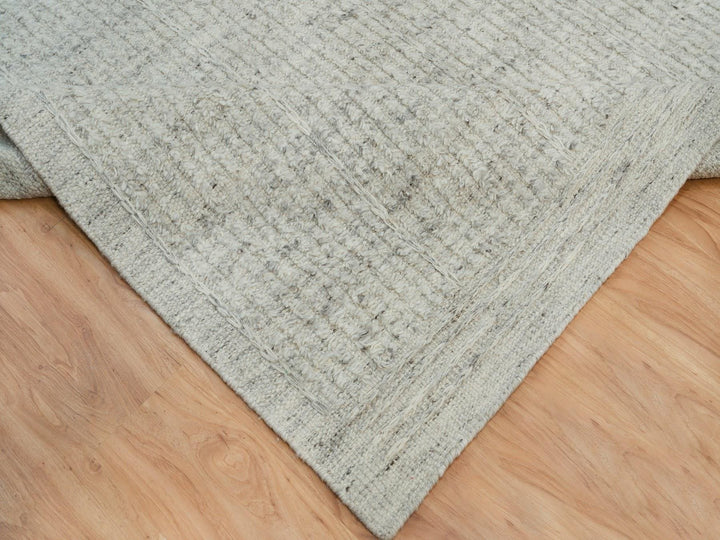 12'0" x 14'10" New Hand Woven Grey Wool Rectangle Oriental Rug - MOA10290120