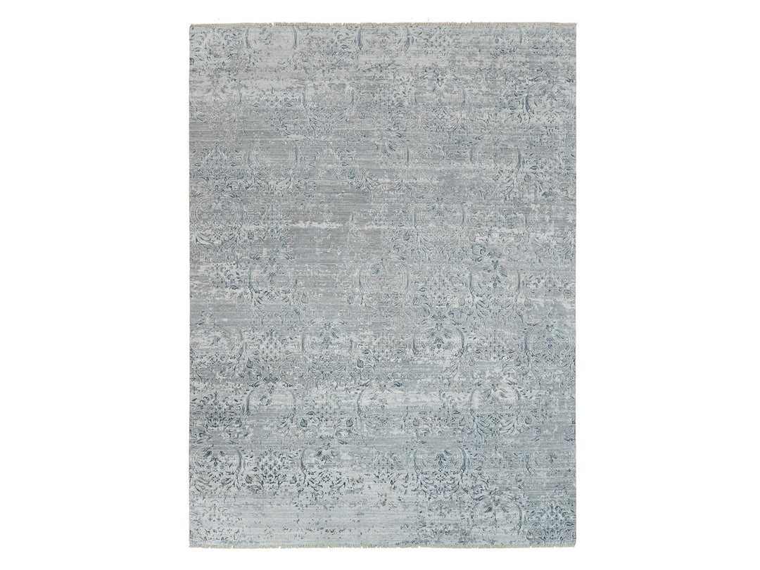 8'9" x 11'10" New Hand Knotted Ivory Wool and Plant based Silk Rectangle Oriental Rug - MOA10290133