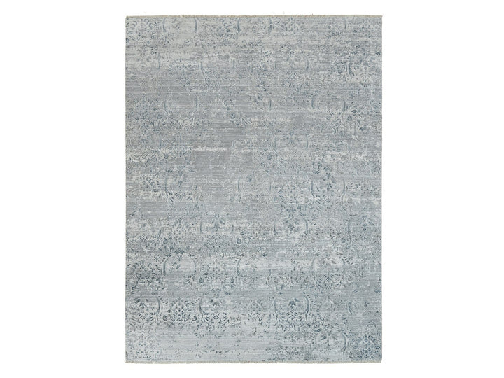 8'9" x 11'10" New Hand Knotted Grey Wool and Plant based Silk Rectangle Oriental Rug - MOA10290133