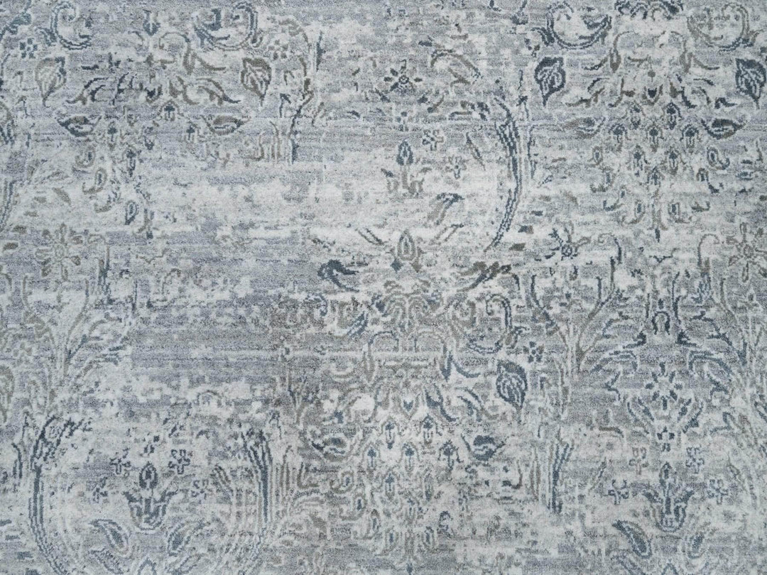 8'9" x 11'10" New Hand Knotted Ivory Wool and Plant based Silk Rectangle Oriental Rug - MOA10290133