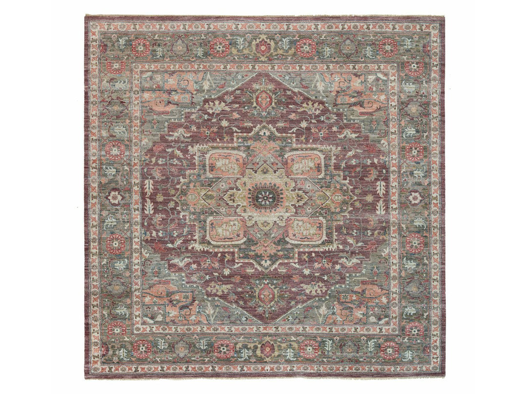 13'8" x 13'9" New Hand Knotted Red Wool Square Oriental Rug - MOA10290136