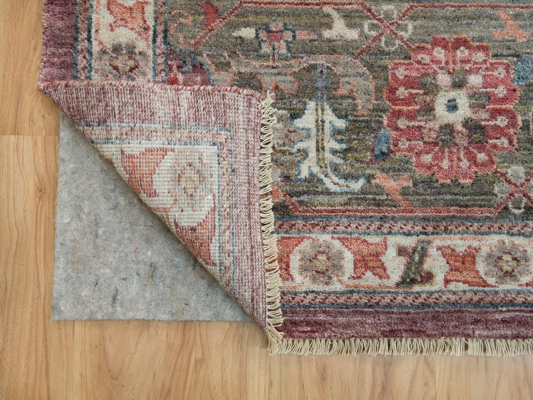 13'8" x 13'9" New Hand Knotted Red Wool Square Oriental Rug - MOA10290136
