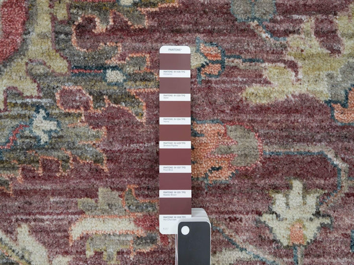13'8" x 13'9" New Hand Knotted Red Wool Square Oriental Rug - MOA10290136