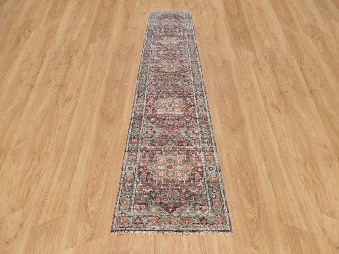 2'7" x 14'0" New Hand Knotted Red Wool Runner Oriental Rug - MOA10290138