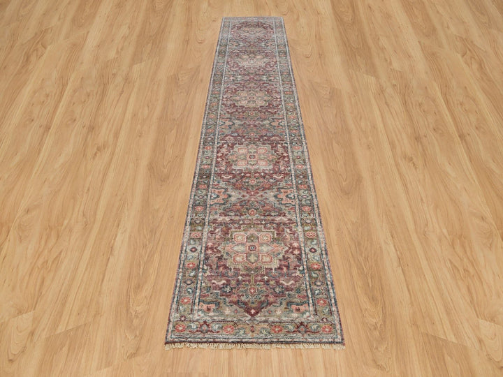 2'7" x 14'0" New Hand Knotted Red Wool Runner Oriental Rug - MOA10290138