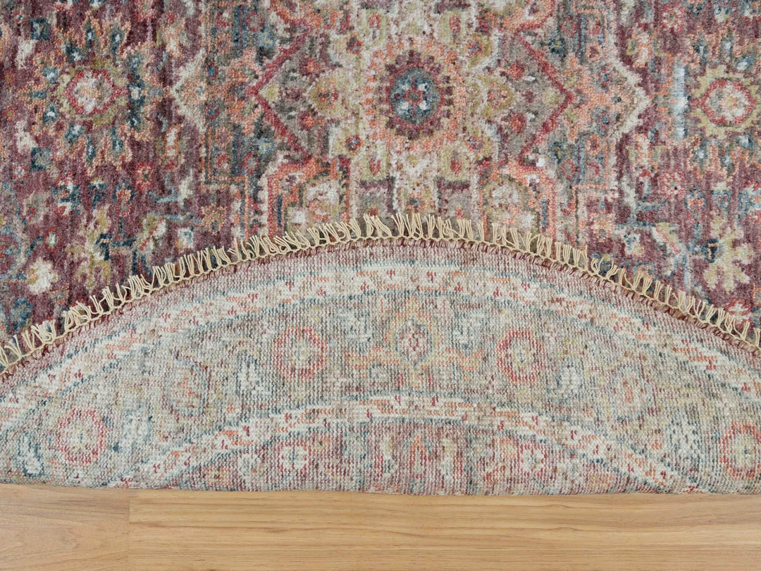 5'0" x 5'0" New Hand Knotted Red Wool Round Oriental Rug - MOA10290142
