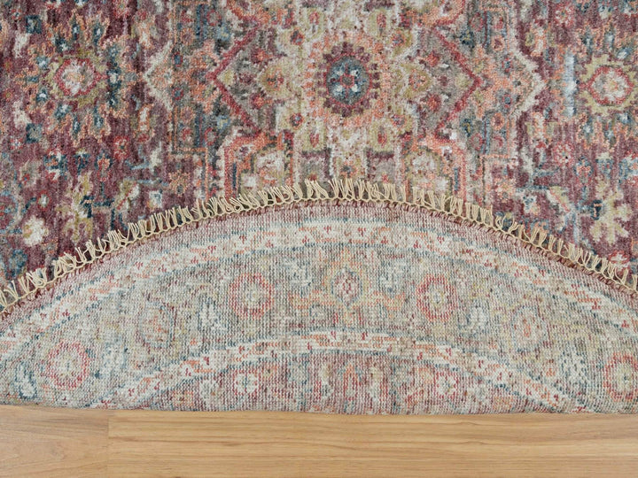 5'0" x 5'0" New Hand Knotted Red Wool Round Oriental Rug - MOA10290142