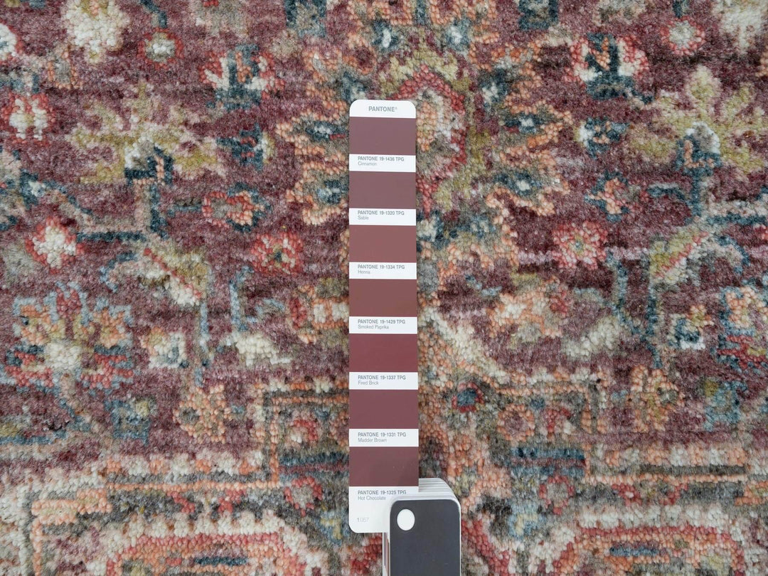 5'0" x 5'0" New Hand Knotted Red Wool Round Oriental Rug - MOA10290142
