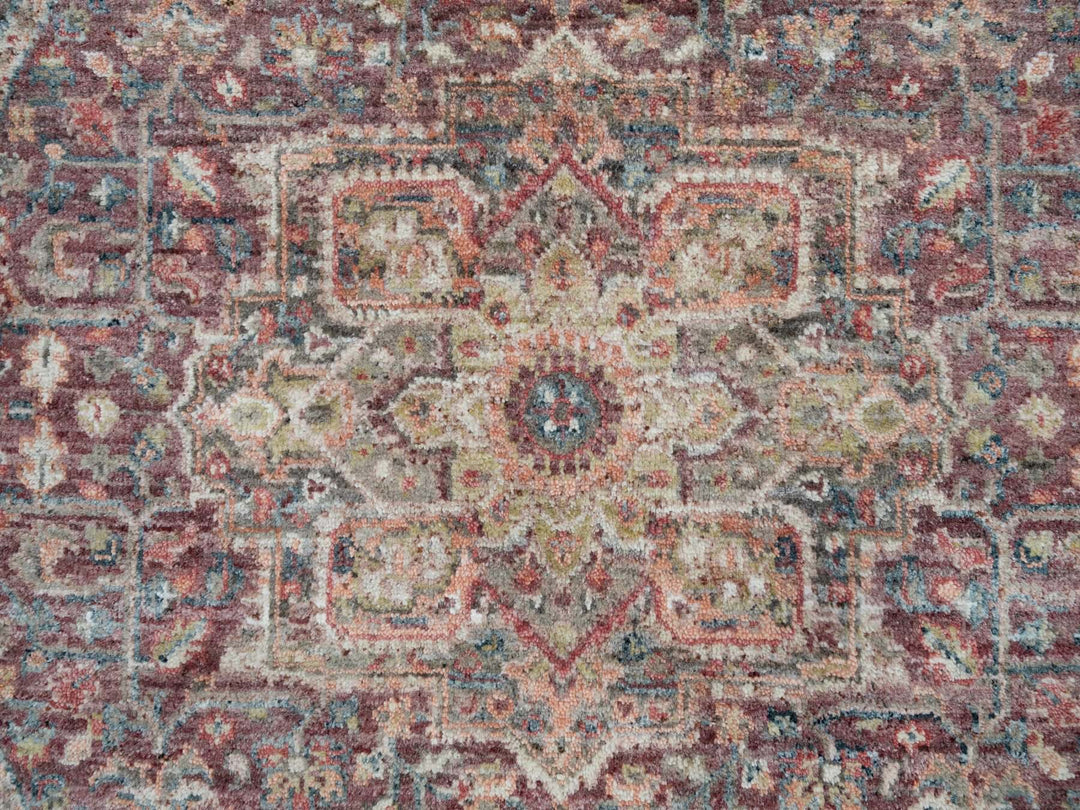 5'0" x 5'0" New Hand Knotted Red Wool Round Oriental Rug - MOA10290142