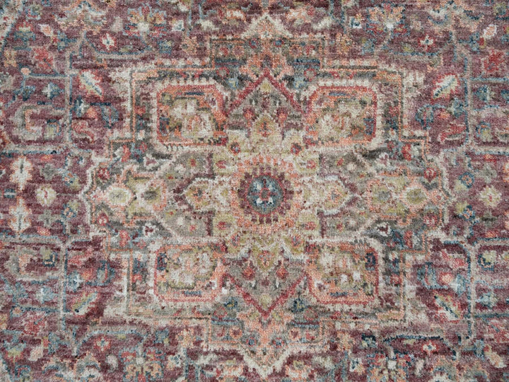 5'0" x 5'0" New Hand Knotted Red Wool Round Oriental Rug - MOA10290142