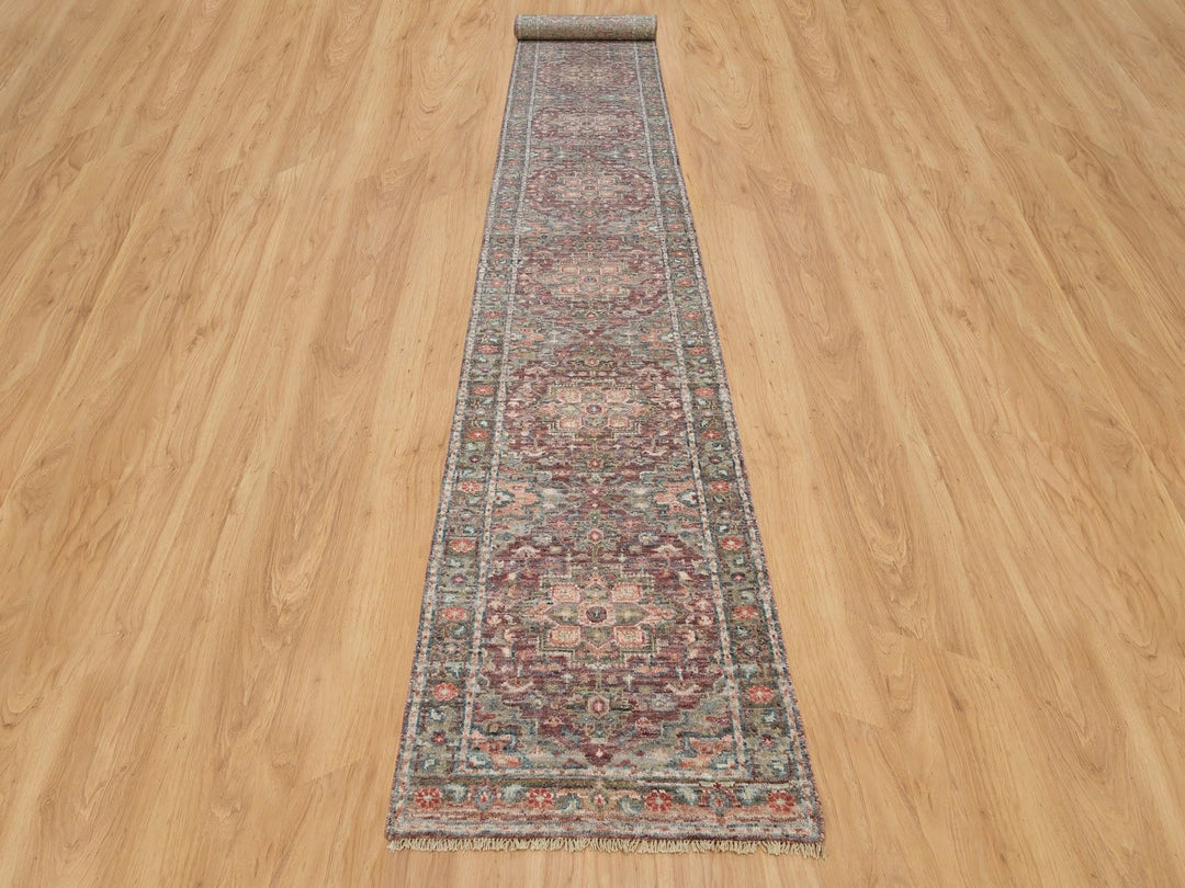 2'6" x 19'8" New Hand Knotted Red Wool Runner Oriental Rug - MOA10290143