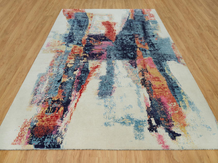 8'11" x 12'0" New Hand Knotted Multicolored Wool & Silk Rectangle Oriental Rug - MOA10290147