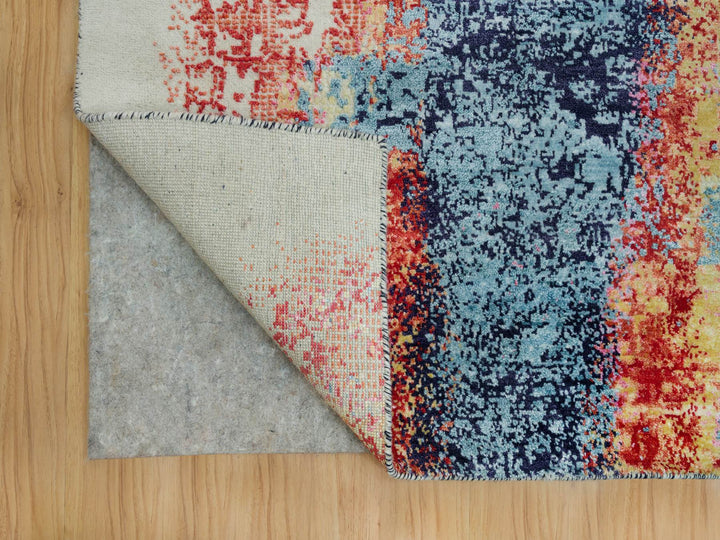 8'11" x 12'0" New Hand Knotted Multicolored Wool & Silk Rectangle Oriental Rug - MOA10290147