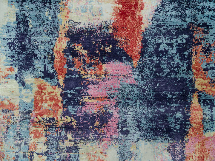 8'11" x 12'0" New Hand Knotted Multicolored Wool & Silk Rectangle Oriental Rug - MOA10290147