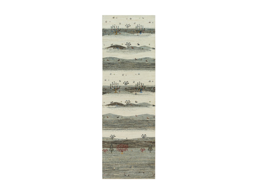2'7" x 8'0" New Hand Knotted Ivory Wool Runner Oriental Rug - MOA10290155
