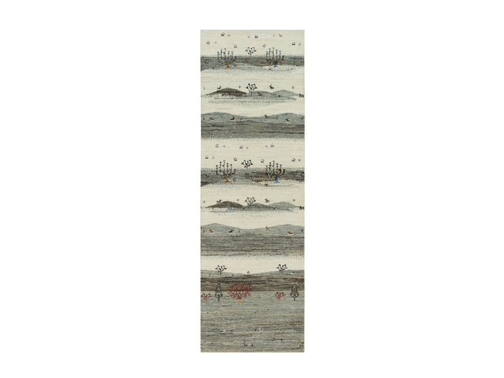 2'7" x 8'0" New Hand Knotted Ivory Wool Runner Oriental Rug - MOA10290155