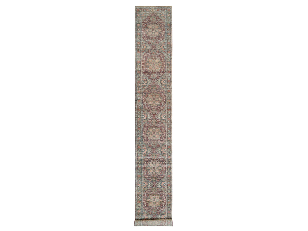 2'6" x 17'11" New Hand Knotted Red Wool Runner Oriental Rug - MOA10290203
