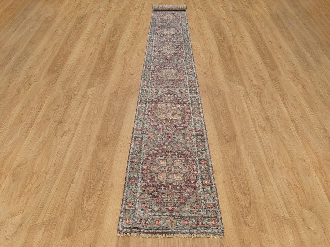 2'6" x 17'11" New Hand Knotted Red Wool Runner Oriental Rug - MOA10290203