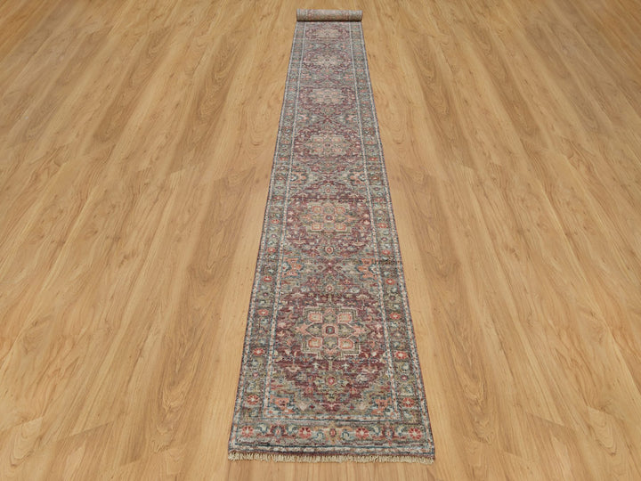 2'6" x 17'11" New Hand Knotted Red Wool Runner Oriental Rug - MOA10290203