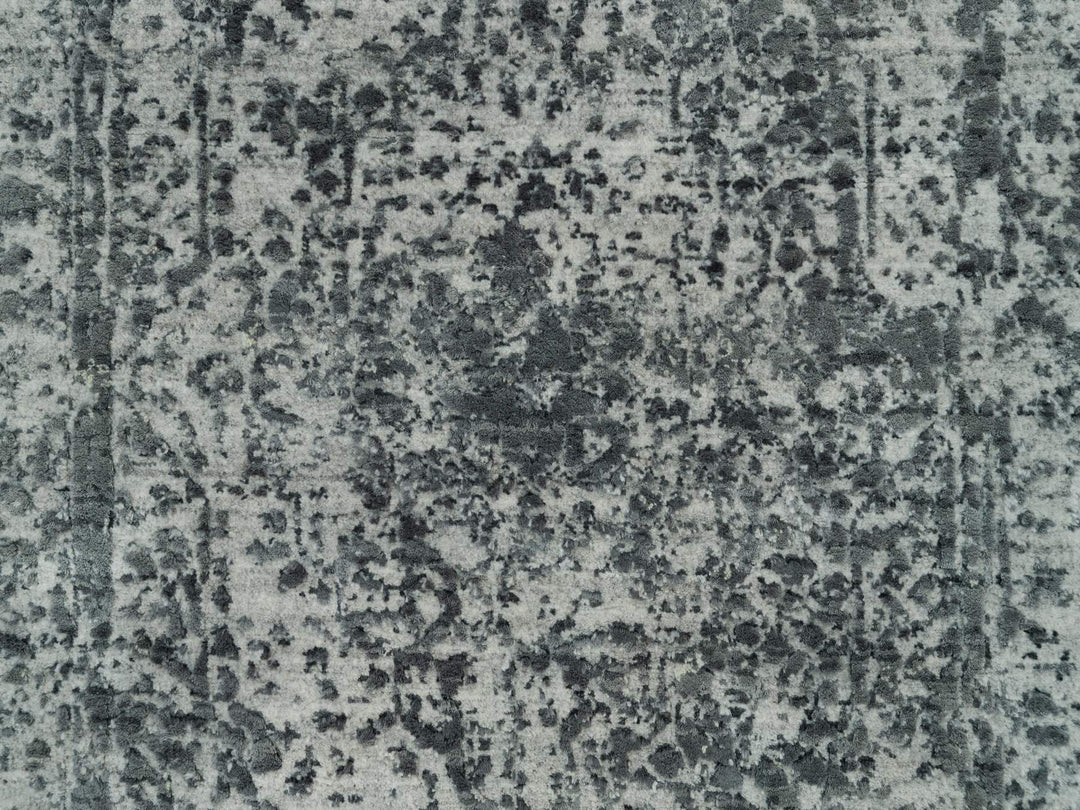 2'0" x 3'0" New Hand Knotted Grey Wool & Silk Rectangle Oriental Rug - MOA10290206