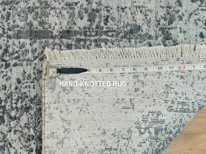 2'0" x 3'0" New Hand Knotted Grey Wool & Silk Rectangle Oriental Rug - MOA10290207