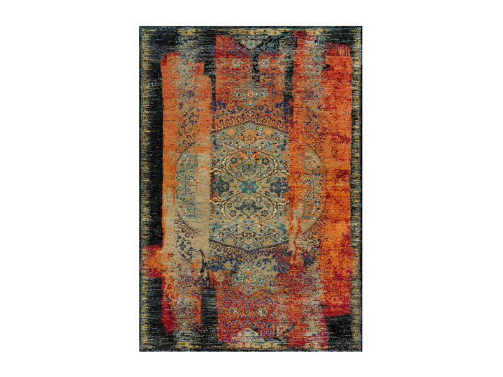 6'1" x 9'0" New Hand Knotted Orange Wool Rectangle Oriental Rug - MOA10290220