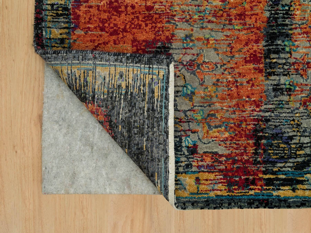 6'1" x 9'0" New Hand Knotted Orange Wool Rectangle Oriental Rug - MOA10290220