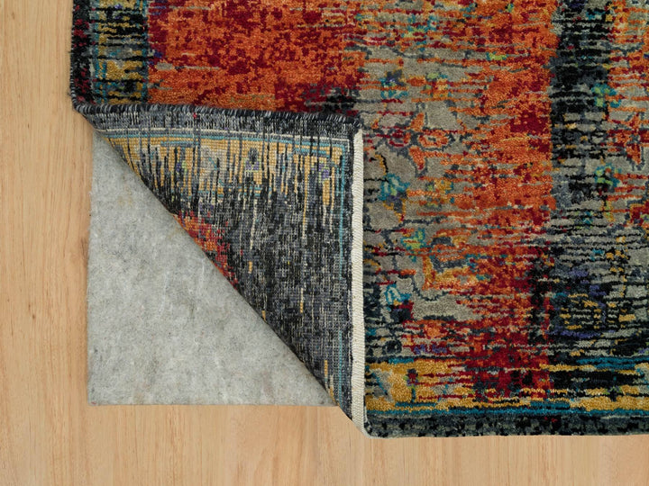 6'1" x 9'0" New Hand Knotted Orange Wool Rectangle Oriental Rug - MOA10290220