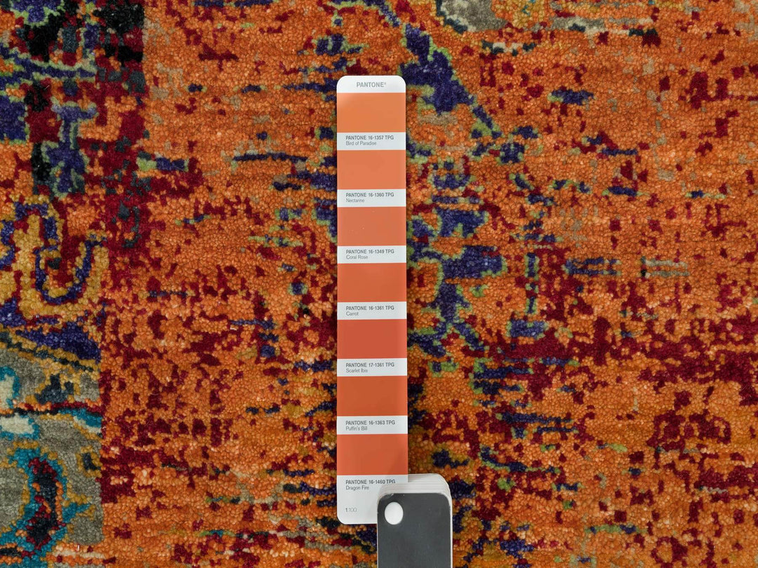 6'1" x 9'0" New Hand Knotted Orange Wool Rectangle Oriental Rug - MOA10290220