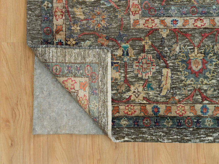 9'7" x 9'11" New Hand Knotted Brown Wool & Silk Square Oriental Rug - MOA10290221