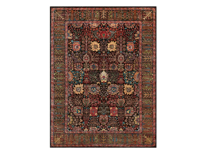 9'1" x 12'0" New Hand Knotted Black Wool & Silk Rectangle Oriental Rug - MOA10290223