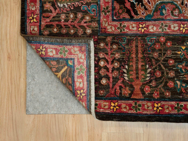9'1" x 12'0" New Hand Knotted Black Wool & Silk Rectangle Oriental Rug - MOA10290223