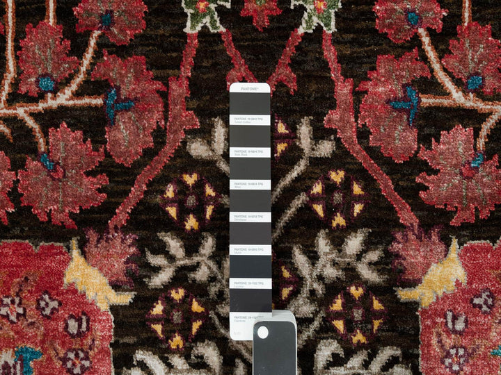 9'1" x 12'0" New Hand Knotted Black Wool & Silk Rectangle Oriental Rug - MOA10290223