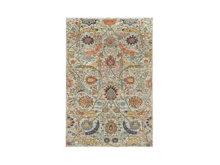 3'0" x 5'0" New Hand Knotted Beige Wool & Silk Rectangle Oriental Rug - MOA10290225
