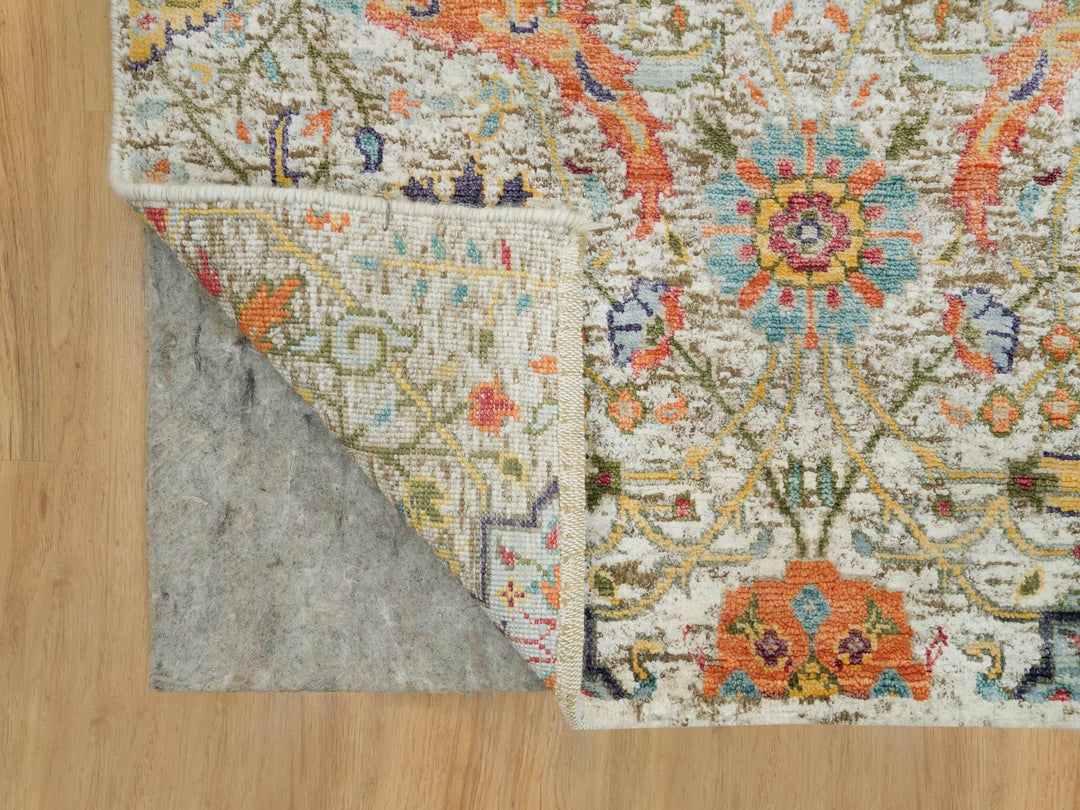 3'0" x 5'0" New Hand Knotted Ivory Wool & Silk Rectangle Oriental Rug - MOA10290225