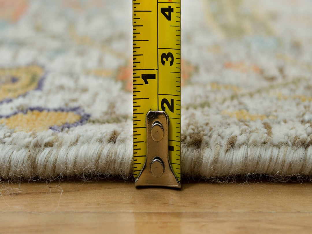 3'0" x 5'0" New Hand Knotted Ivory Wool & Silk Rectangle Oriental Rug - MOA10290225