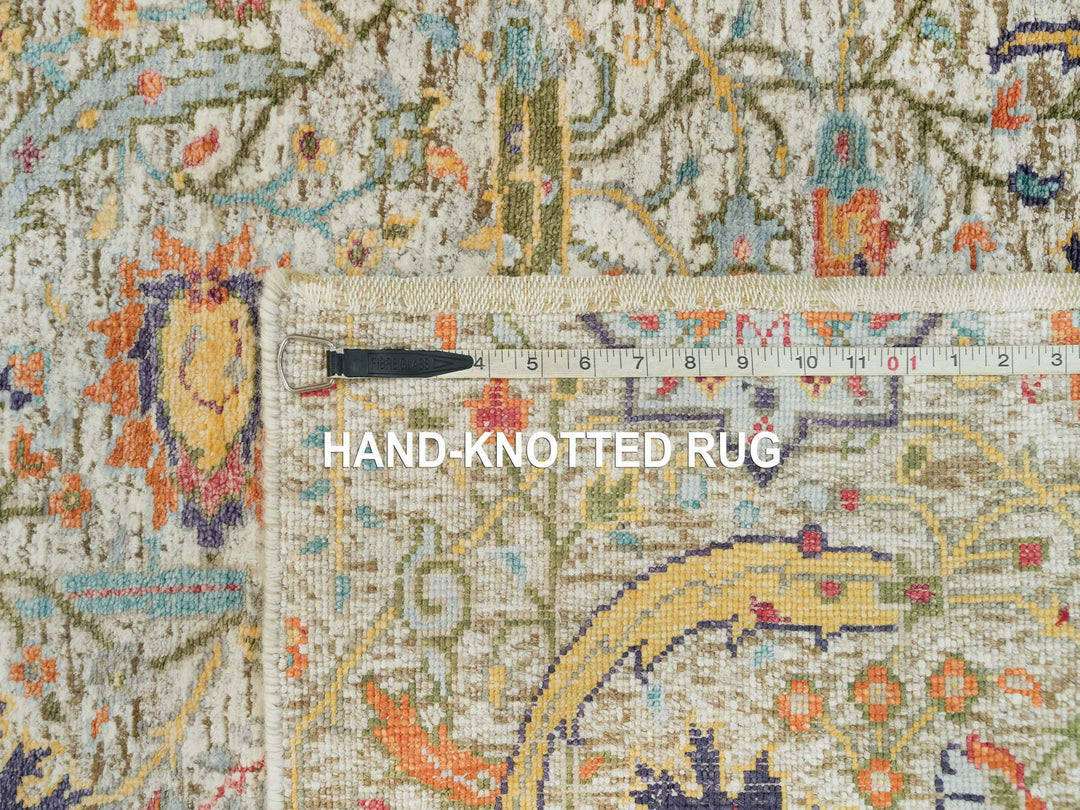 3'0" x 5'0" New Hand Knotted Beige Wool & Silk Rectangle Oriental Rug - MOA10290225
