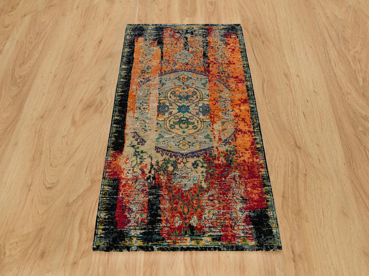 3'2" x 5'1" New Hand Knotted Red Wool Rectangle Oriental Rug - MOA10290228