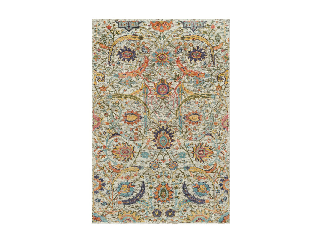 3'0" x 5'0" New Hand Knotted Beige Wool & Silk Rectangle Oriental Rug - MOA10290231