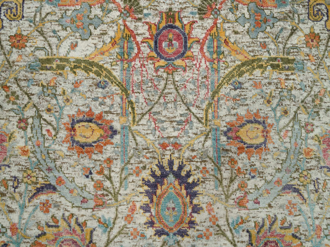 3'0" x 5'0" New Hand Knotted Ivory Wool & Silk Rectangle Oriental Rug - MOA10290231