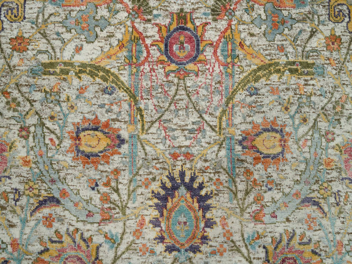 3'0" x 5'0" New Hand Knotted Ivory Wool & Silk Rectangle Oriental Rug - MOA10290231