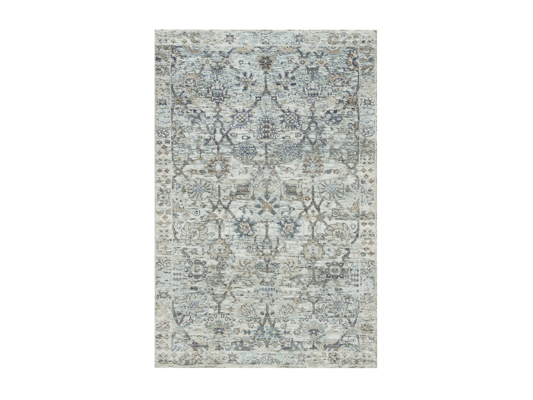 2'11" x 5'0" New Hand Knotted Ivory Wool & Silk Rectangle Oriental Rug - MOA10290232