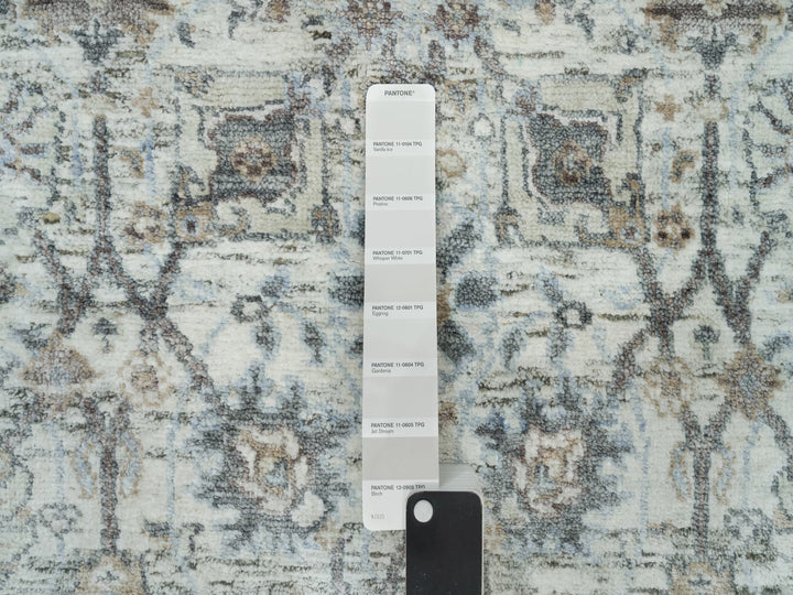 2'11" x 5'0" New Hand Knotted Ivory Wool & Silk Rectangle Oriental Rug - MOA10290232