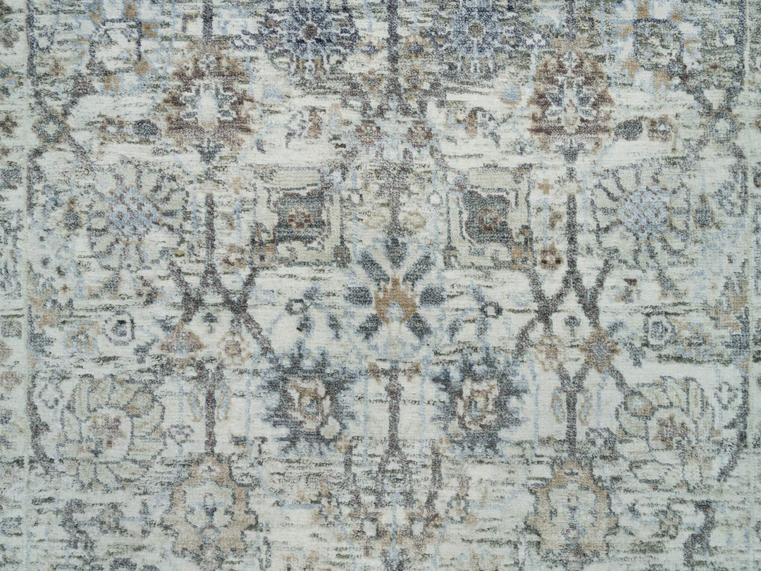 2'11" x 5'0" New Hand Knotted Ivory Wool & Silk Rectangle Oriental Rug - MOA10290232
