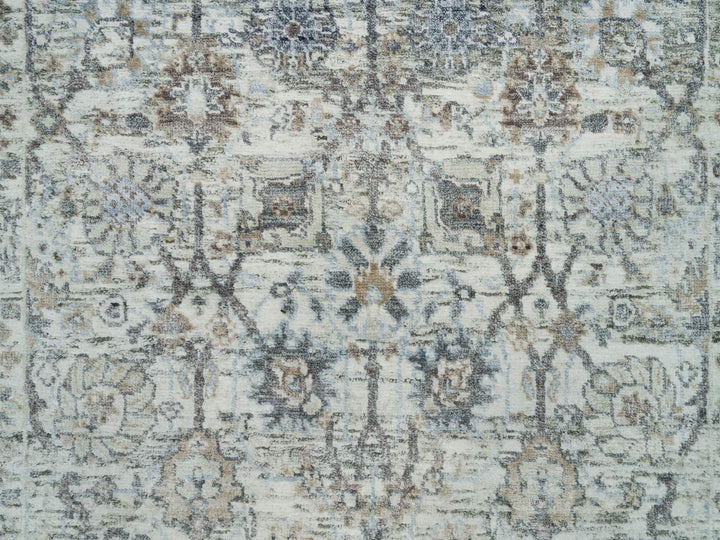 2'11" x 5'0" New Hand Knotted Ivory Wool & Silk Rectangle Oriental Rug - MOA10290232
