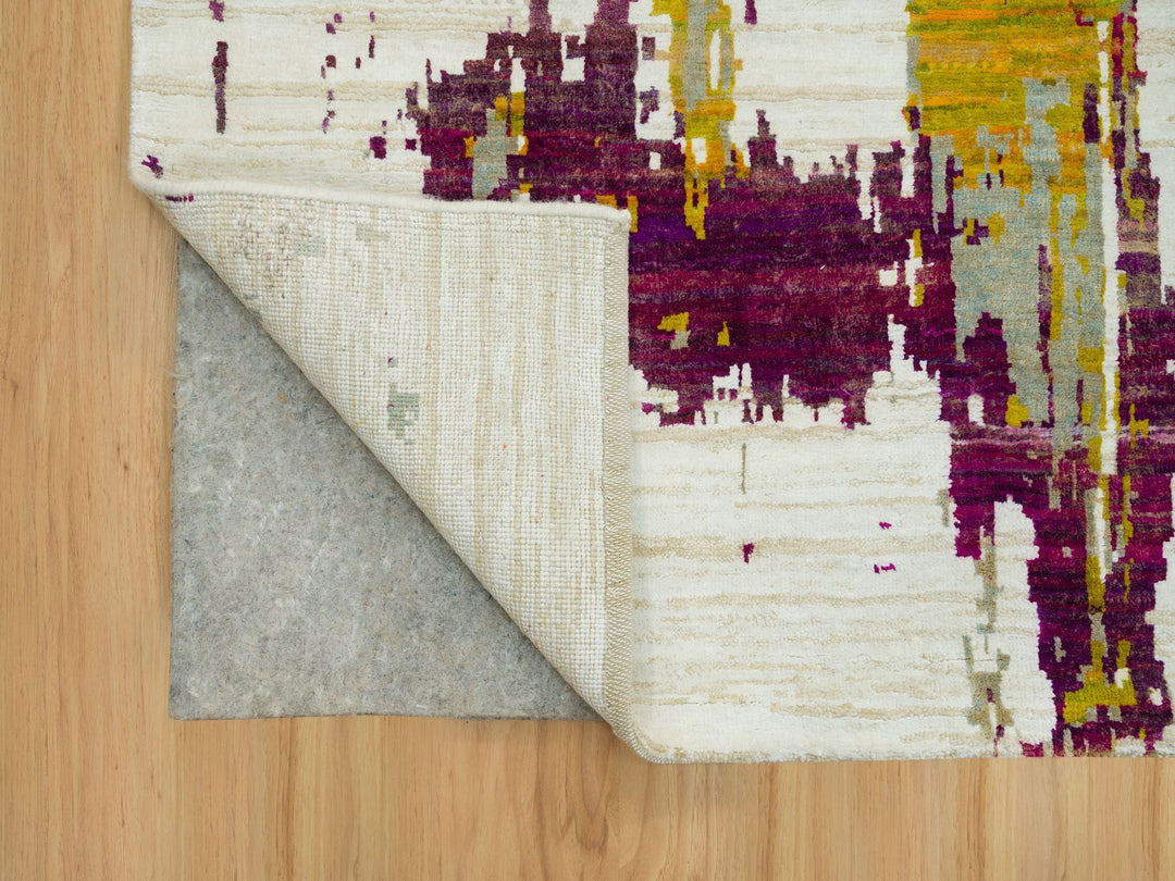 6'1" x 9'0" New Hand Knotted Multicolored Wool & Silk Rectangle Oriental Rug - MOA10290234