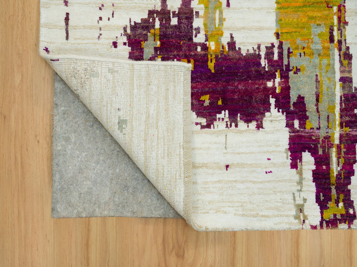 6'1" x 9'0" New Hand Knotted Multicolored Wool & Silk Rectangle Oriental Rug - MOA10290234